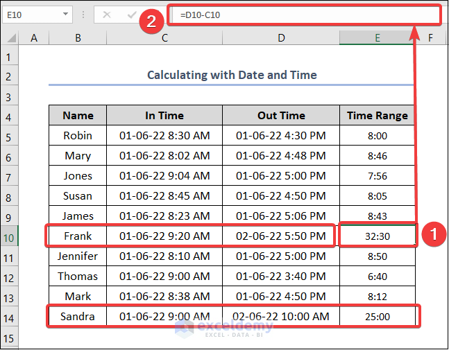 How to Calculate Time Range in Excel with Date and Time