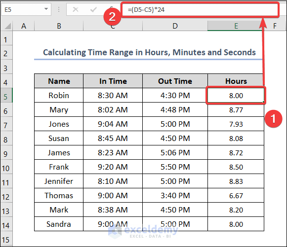 How to Calculate Time Range in Hours, Minutes, Seconds in Excel