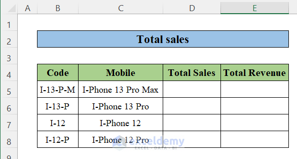 Calculate Total Sales in a New Worksheet