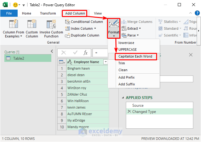 Utilize Power Query to Change Case in Excel Sheet