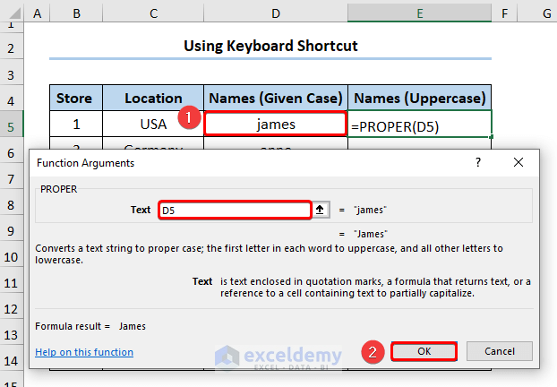 How to Change First Letter to Uppercase in Excel Using Keyboard Shortcut
