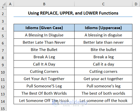 How to Change First Letter to Uppercase in Excel Using REPLACE, UPPER, and LOWER Functions