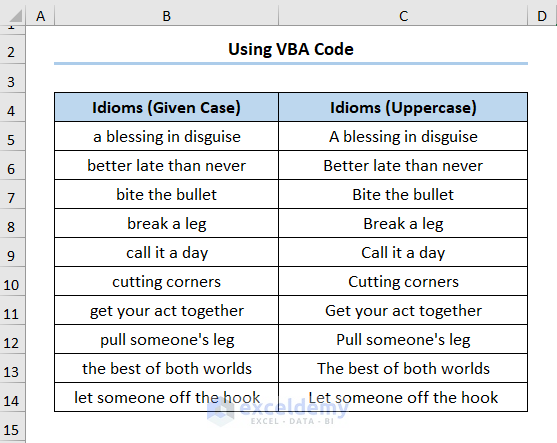 How to Change First Letter to Uppercase in Excel Using VBA Code