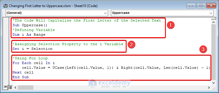 How to Change First Letter to Uppercase in Excel VBA Code Explanation