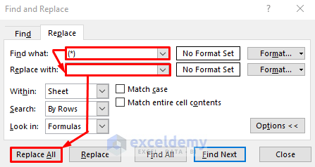 Find and Replace Parentheses to Clean Up Raw Data in Excel