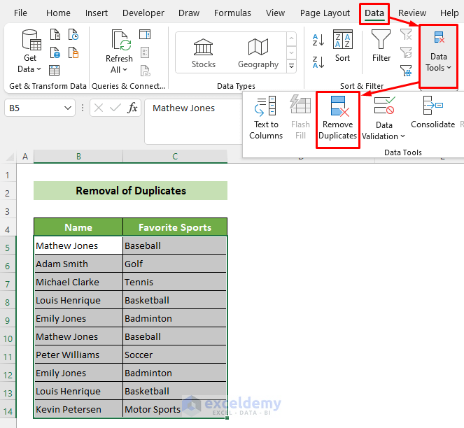 Remove Duplicates to Clean Up Raw Data in Excel