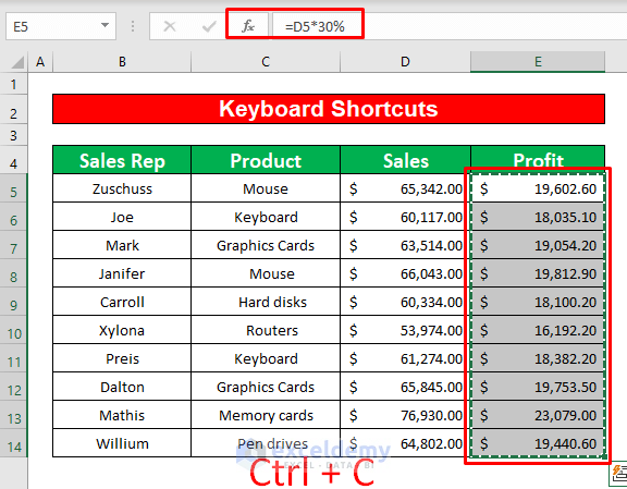 Use Keyboard Shortcut to Convert Formula to Value Without Paste Special