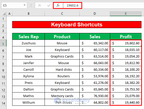 Use Keyboard Shortcut to Convert Formula to Value Without Paste Special