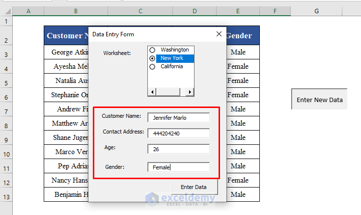 Inserting Data to Create the Data Entry Form in Excel VBA