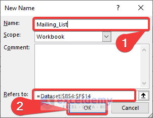 How to Create Labels in Word from Excel List Defining Name of the Table