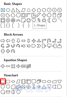 Insert Shapes to Create a Flowchart in Excel