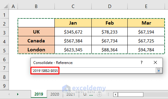 Using Excel Consolidate Command to Create a Linked Consolidation