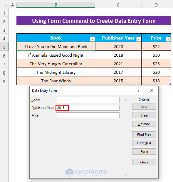 How to Use Excel Data Entry Form
