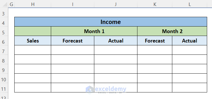 Income Table: How to Create an Operating Budget in Excel