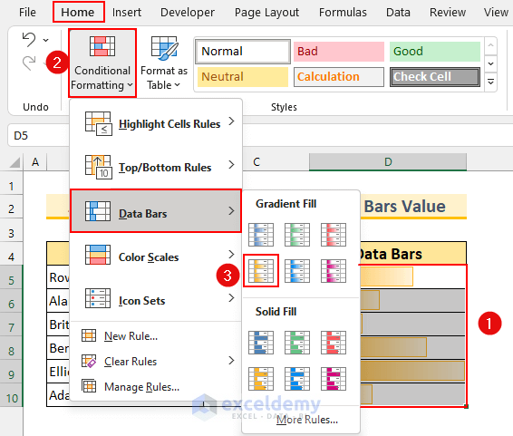 How to Define Maximum Data Bars Value in Excel 6