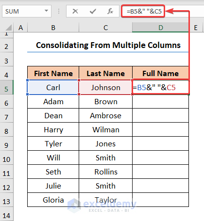 How to Do Consolidation in Excel for Multiple Columns