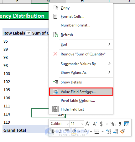 Create a Pivot Table to Do a Frequency Distribution on Excel
