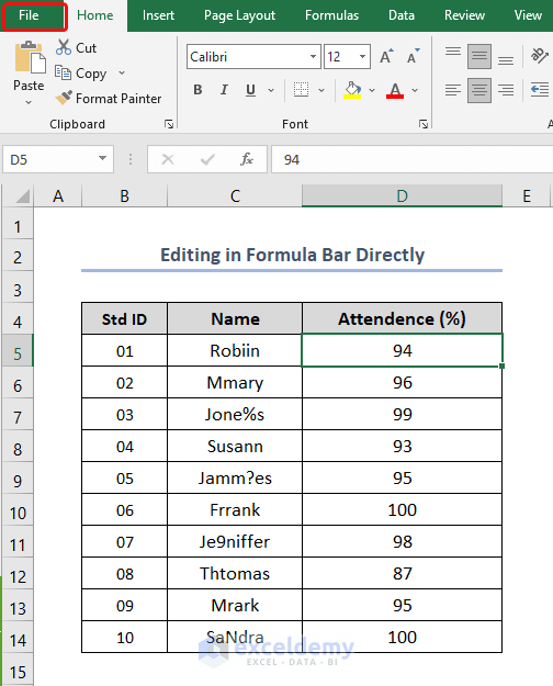 Editing in Formula Bar Directly