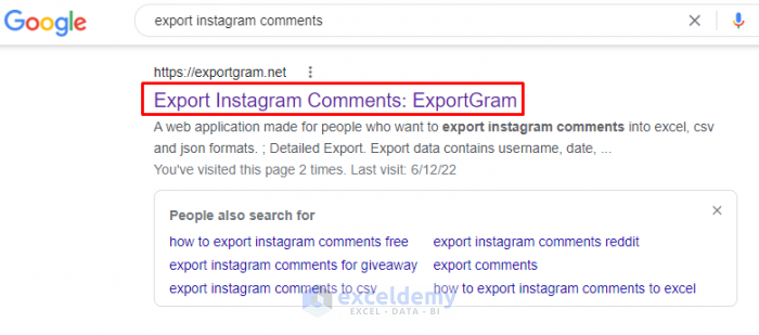 Export Instagram Comments to Excel