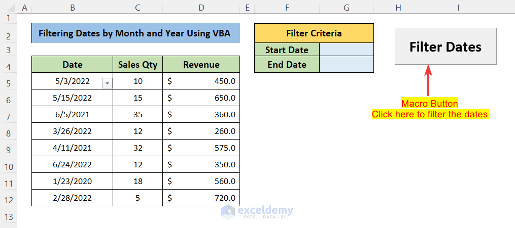 How to Filter Dates by Month and Year in Excel 