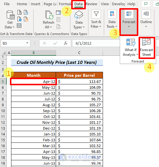 Use ‘Forecast Sheet’ Button in Excel to Forecast Based on Historical Data