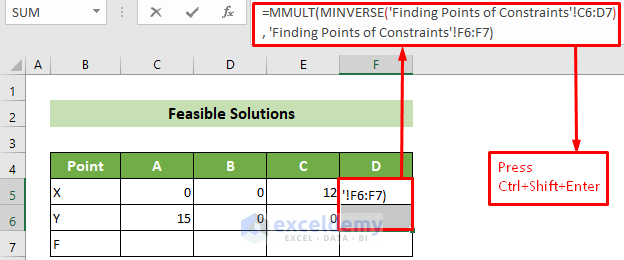 Find the Remaining Feasible Solution through MMULT and MINVERSE Functions