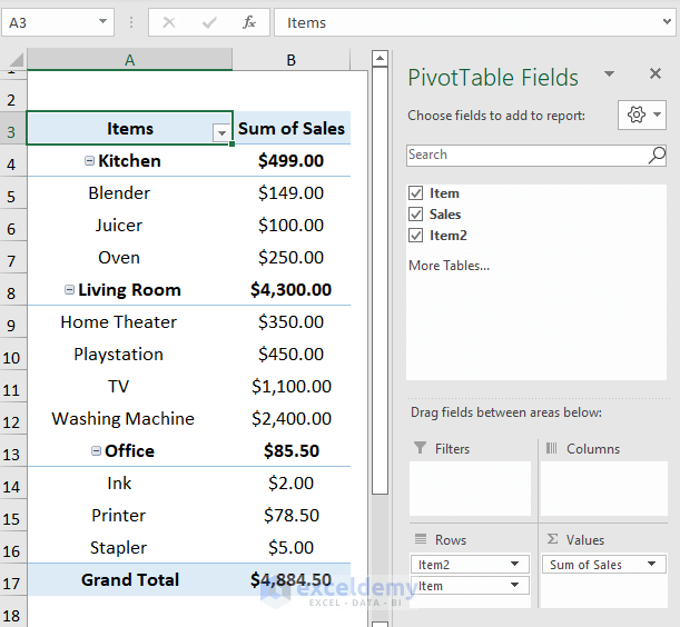 How to Group Data in Pivot Table Using Slicer