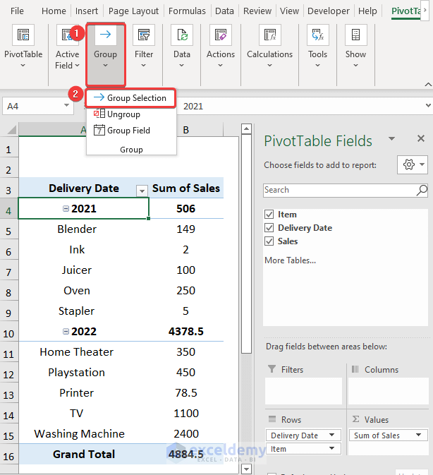 How to Group Data in Pivot Table by Date