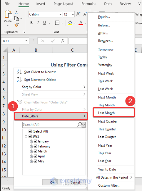 How to Group Dates in Excel Filter Using Date Filters