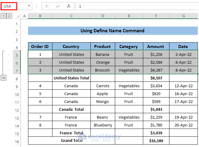 How to Group Rows in Excel by Name 