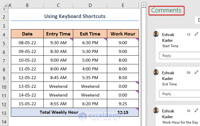 How to Hide Comments in Excel with Keyboard Shortcuts