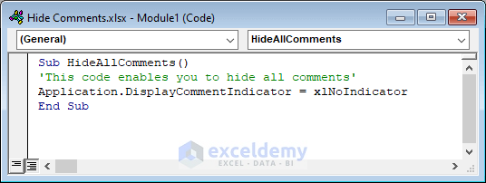 How to Hide Comments in Excel Using VBA Code
