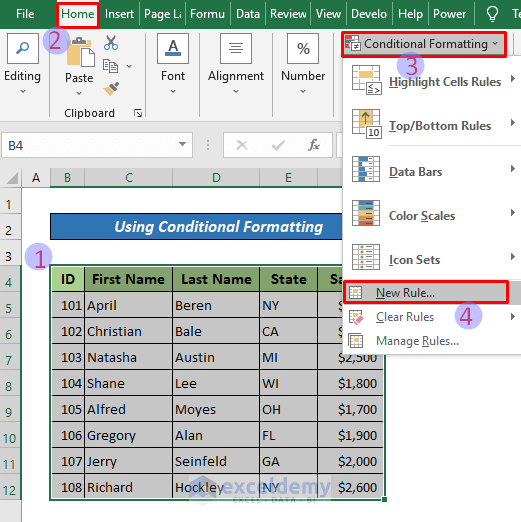 Use Conditional Formatting to Highlight Row and Column of Active Cell with Cursor