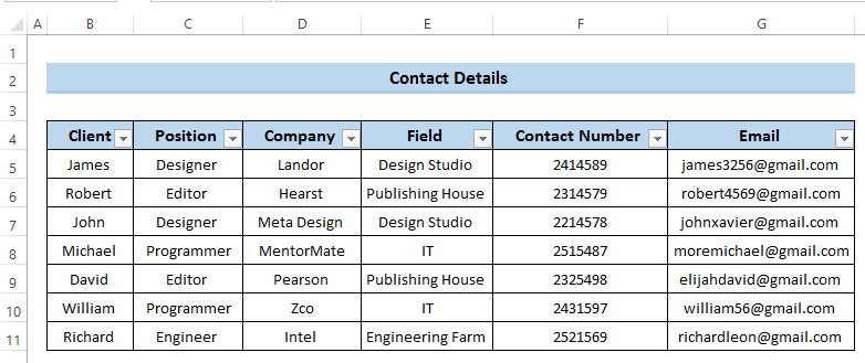 Keep Track of Clients in Excel 