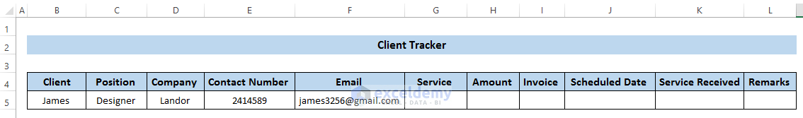 Keep Track of Clients in Excel