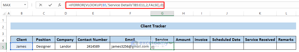 Keep Track of Client in Excel