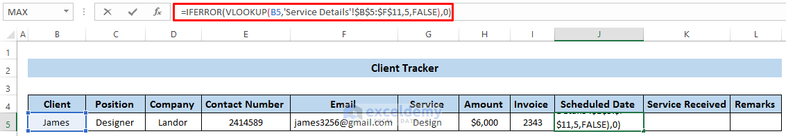 Keep Track of Clients in Excel
