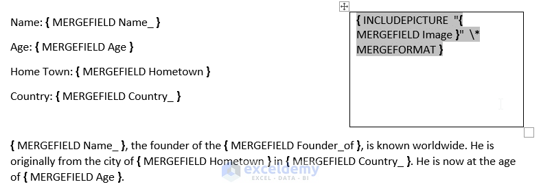 Input the Image Link in Code and Format to Mail Merge Pictures from Excel to Word