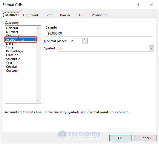 Format Cell Dialog Box