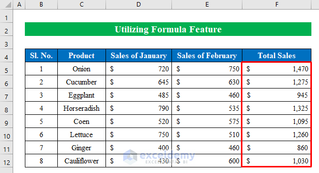 Utilize Formula Feature to Make Excel Auto Calculate Formulas