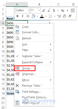 Make Frequency Distribution Table Using Pivot Table