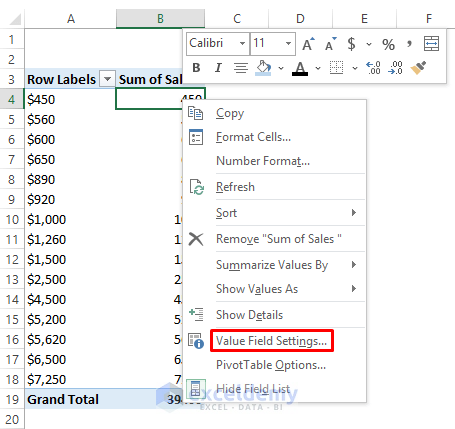 Make Frequency Distribution Table Using Pivot Table