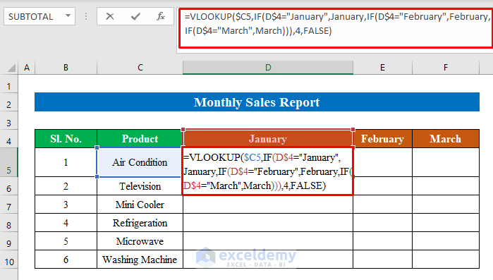 Apply Formula to Make Monthly Sales Report