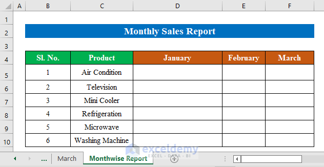 Make Monthly Sales Report in Excel