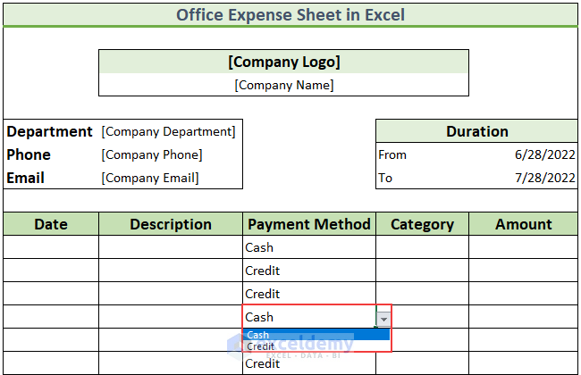 How to Make Office Expense Sheet in Excel 6