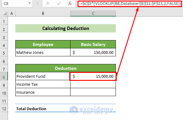 Calculating the Deduction to Make Salary Sheet in Excel with Formula