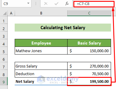 Calculating the Net Payable Salary to Make Salary Sheet in Excel with Formula