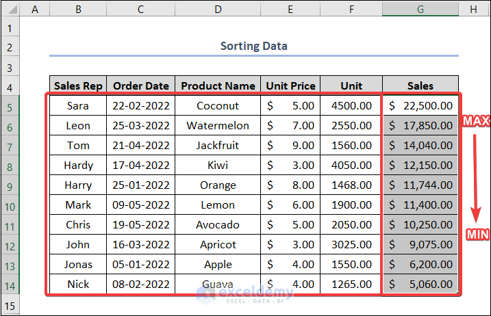 How to Organize Raw Data in Excel Employing Sorting