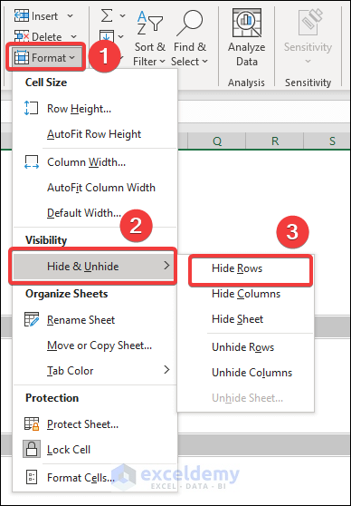 Using Hide Option