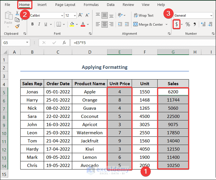 How to Organize Raw Data in Excel Applying Formatting